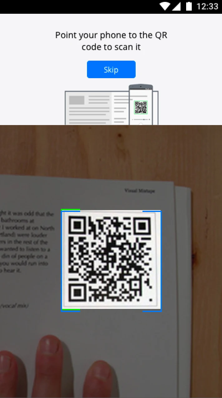 QR scan — Existing design