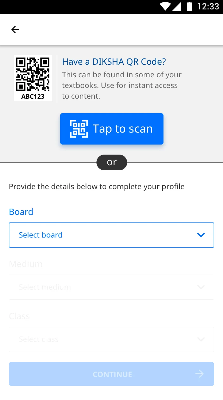 QR scan (or) Board / Medium / Class — Proposed design — usability & functionality